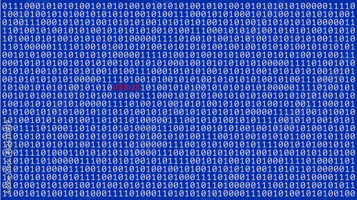 Search for viruses in binary data. The word VIRUS is written among zeros and ones.