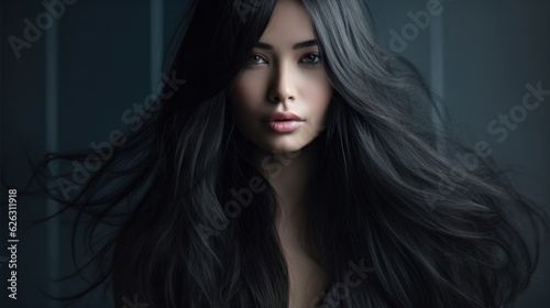 Beautiful model woman with long hairstyle. Care and beauty hair products