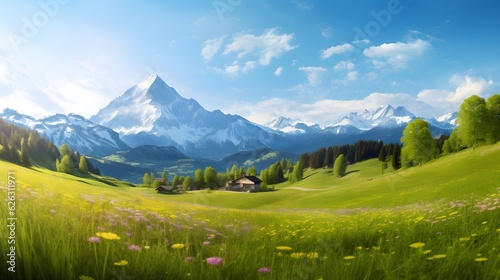 Kontraste der Natur: Die Frühlingswiese vor der majestätischen Alpenkulisse