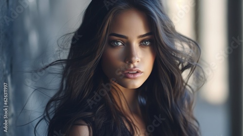 Beautiful model woman with long hairstyle. Care and beauty hair products