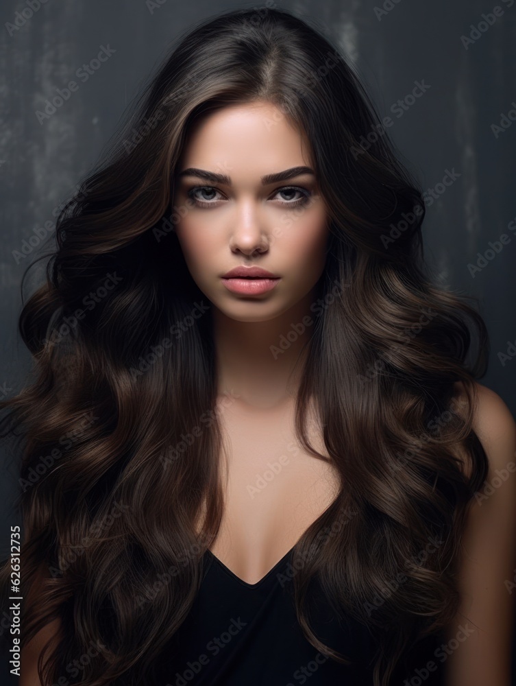Beautiful model woman with long hairstyle. Care and beauty hair products. Generative AI Beautiful model woman with long hairstyle. Care and beauty hair products. Generative AI