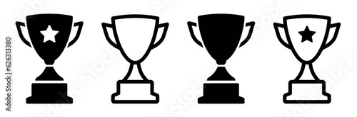 Trophy cup icon set, trophy cup award in flat style. Vector illustration
