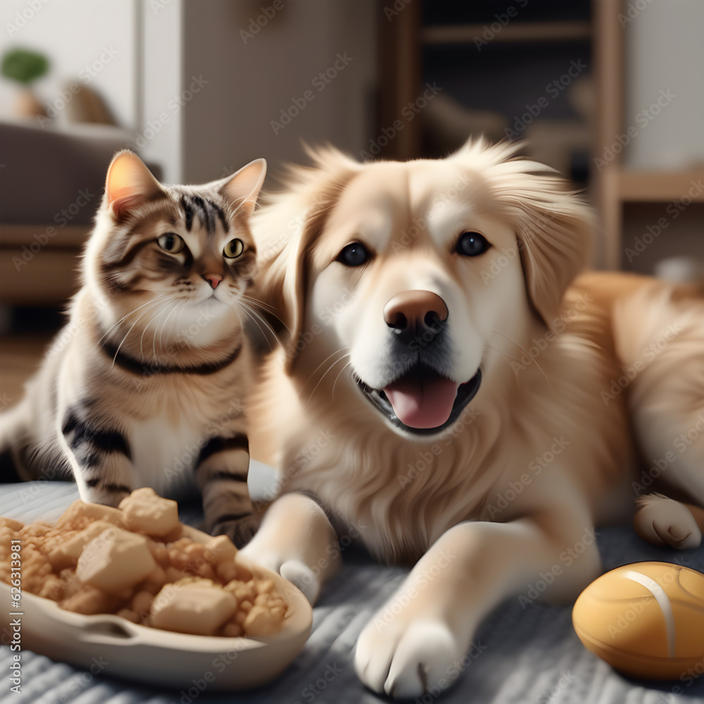 dog and cat playing dog and cat playing