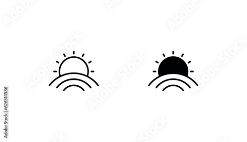 Sun Set icon design with white background stock illustration