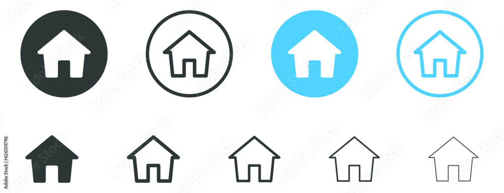 home icon button, web main page icon - house icon, home sign in circle for website and mobile app ui icons in in filled, thin line, outline home icon button, web main page icon - house icon, home sign in circle for website and mobile app ui icons in in filled, thin line, outline