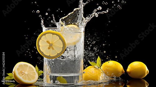 lemon falling into water