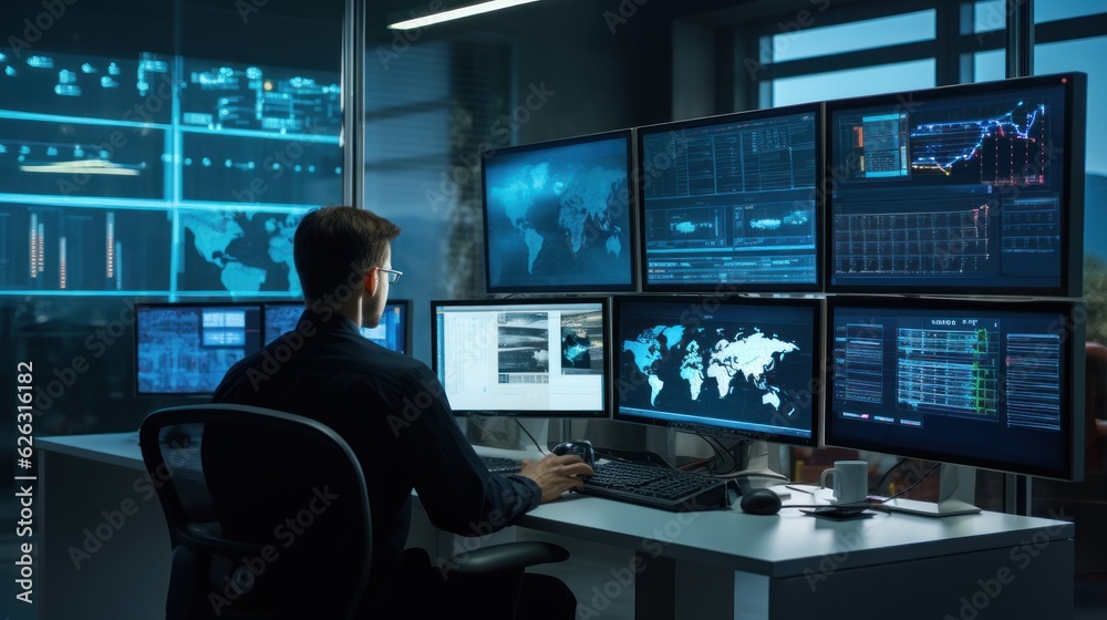 Network operations center ( NOC) with technicians monitoring network traffic, troubleshooting issues, and ensuring network performance Network operations center ( NOC) with technicians monitoring network traffic, troubleshooting issues, and ensuring network performance