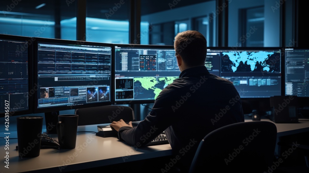 Network operations center ( NOC) with technicians monitoring network traffic, troubleshooting issues, and ensuring network performance Network operations center ( NOC) with technicians monitoring network traffic, troubleshooting issues, and ensuring network performance