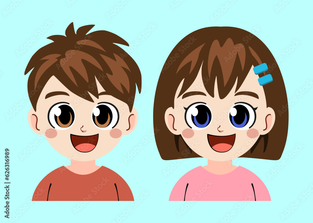 cute child avatar, boy and girl, happy kids, cartoon kids cute child avatar, boy and girl, happy kids, cartoon kids