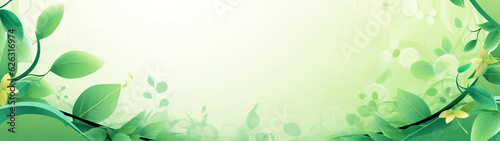Banner with green natural background  border  postcard  card. Plants and leaves  organic texture. Copy space. Generative AI