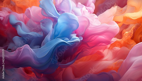Abstract blue and pink color drop to the water, Generative AI