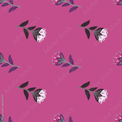 Creative flower stylized seamless pattern. Hand drawn botanical illustration. Abstract floral wallpaper.