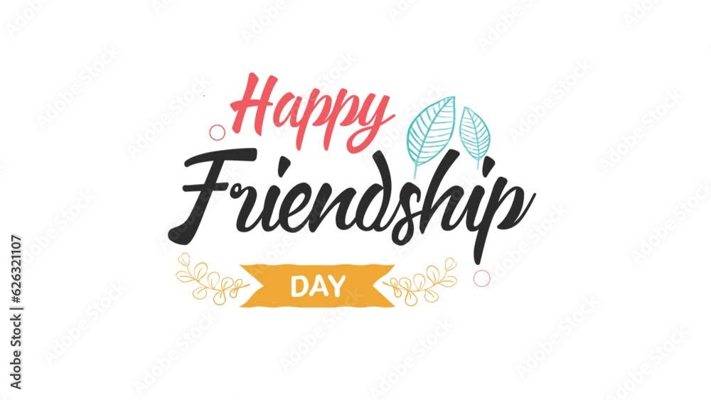 International Day of Friendship. Happy Friendship Day Animation with Leaf ornament. Great for Friendship Day Celebrations for banner, social media feed wallpaper stories