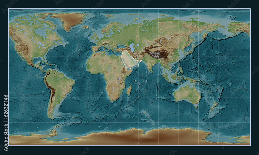 Arabian tectonic plate. Wiki. Patterson Cylindrical.