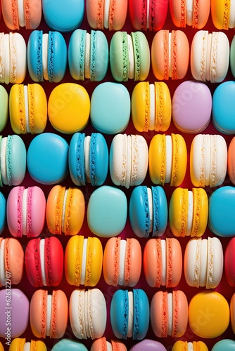 Delicious colorful macaroons pattern illustration made with Generative AI 