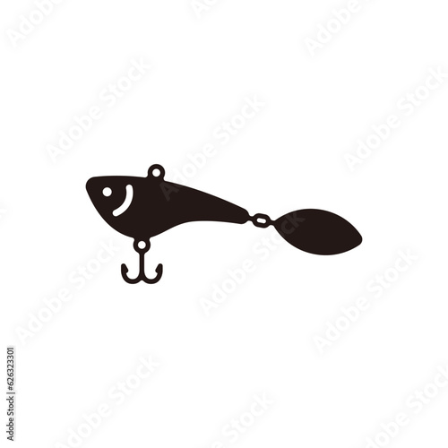 Lipless crankbait with spinner icon.Flat silhouette version.