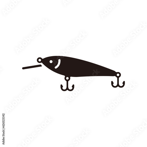 Shad lure icon.Flat silhouette version.