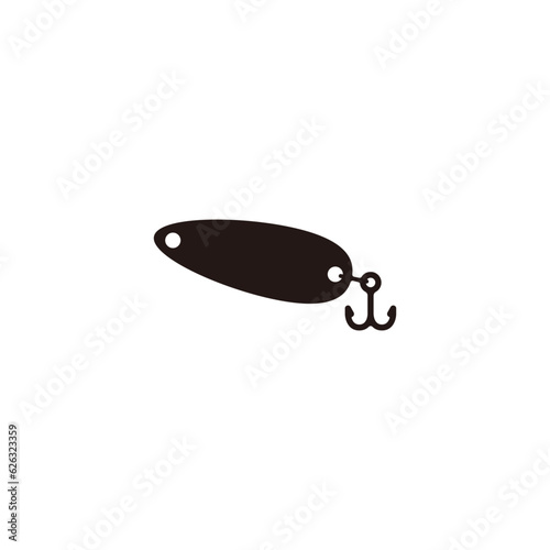 Spoon lure icon.Flat silhouette version.