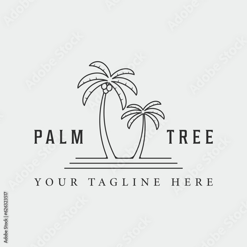 palm tree line art logo vector symbol illustration graphic design