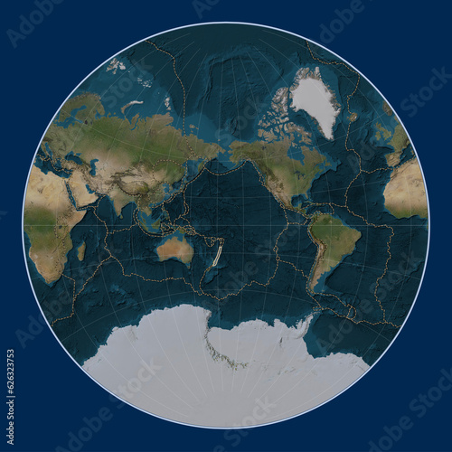 Fototapeta Naklejka Na Ścianę i Meble -  Kermadec tectonic plate. Satellite. Lagrange. Boundaries