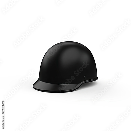 A black helmet on a white background