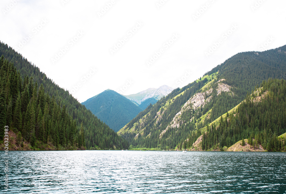 Lake kolsai is a tourist destination in Kazakhstan . beautiful protected area of kazhastan