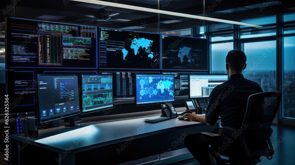 Network operations center ( NOC) with technicians monitoring network traffic, troubleshooting issues, and ensuring network performance Network operations center ( NOC) with technicians monitoring network traffic, troubleshooting issues, and ensuring network performance