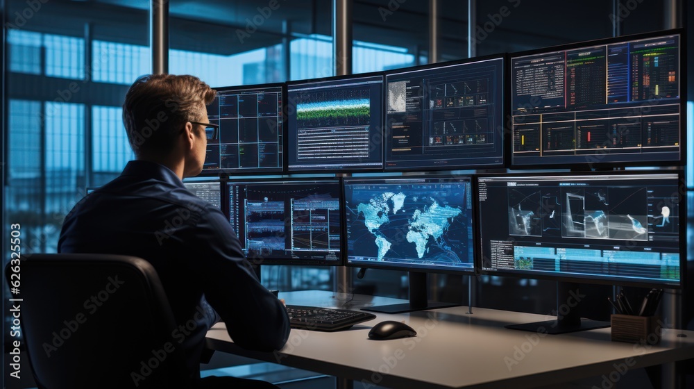 Network operations center ( NOC) with technicians monitoring network traffic, troubleshooting issues, and ensuring network performance Network operations center ( NOC) with technicians monitoring network traffic, troubleshooting issues, and ensuring network performance
