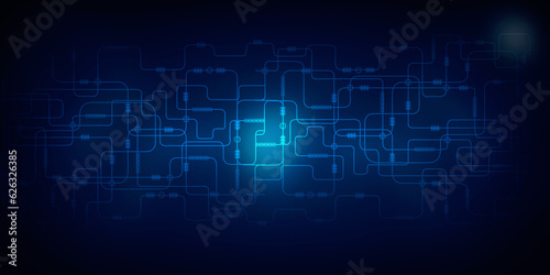 2d illustration Abstract futuristic electronic circuit technology background