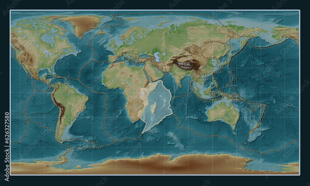 Somalian tectonic plate. Wiki. Patterson Cylindrical. Boundaries
