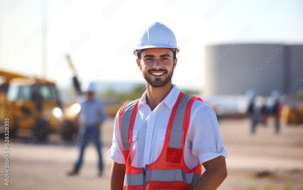 Beatiful confidence man builder worker in uniform and safety helmet smilling. Labour day. Beatiful confidence man builder worker in uniform and safety helmet smilling. Labour day.
