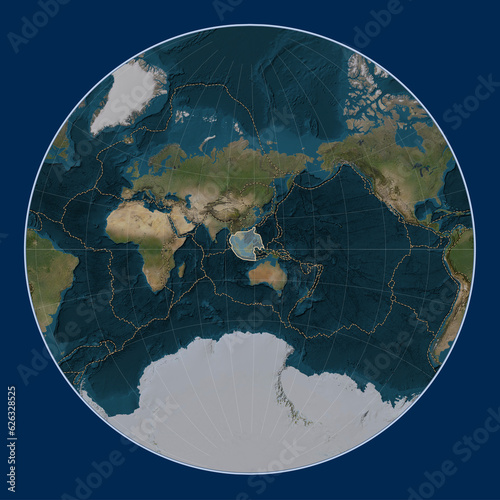 Sunda tectonic plate. Satellite. Lagrange. Boundaries photo