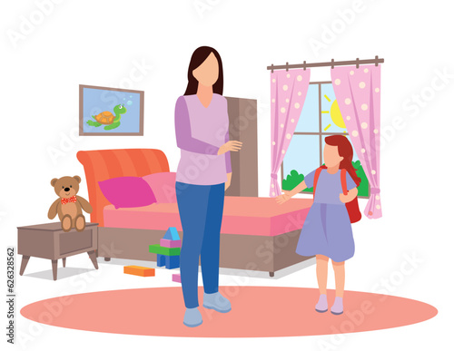 bedroom and kids vector illustration