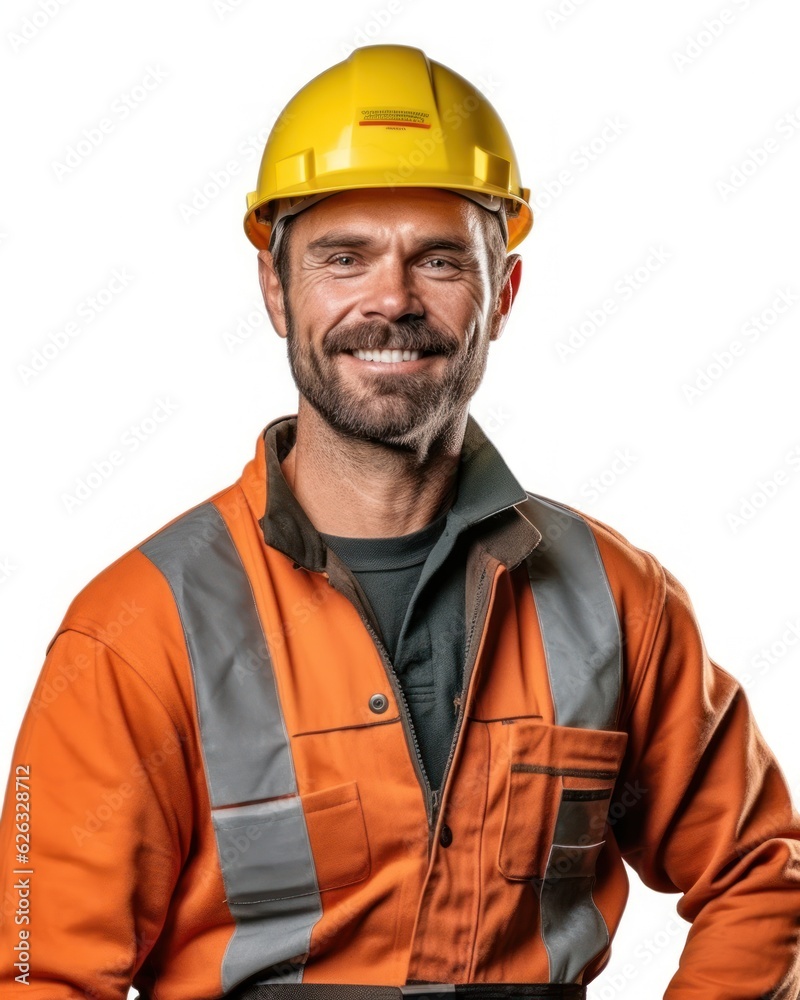 Beatiful confidence man builder worker in uniform and safety helmet smilling. Labour day. Beatiful confidence man builder worker in uniform and safety helmet smilling. Labour day.