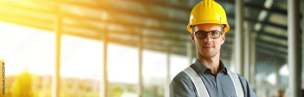 Beatiful confidence man builder worker in uniform and safety helmet smilling. Labour day. Beatiful confidence man builder worker in uniform and safety helmet smilling. Labour day.