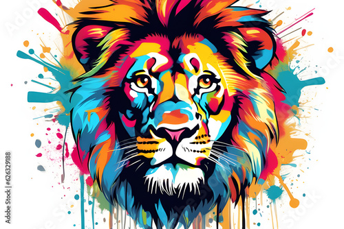 lion head illustration POPART. Generative AI