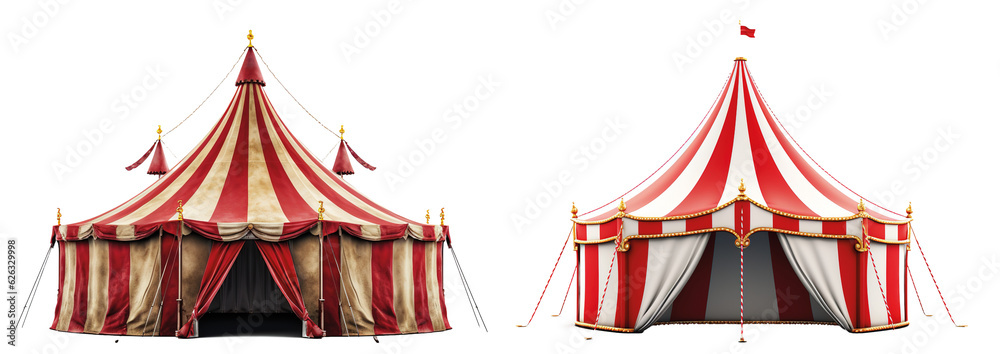 circus tent, carnival tent isolated on transparent background - obrazy, fototapety, plakaty 