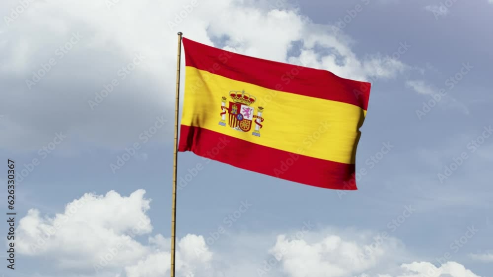 spain flag wave on sky background for video content spain flag wave on sky background for video content