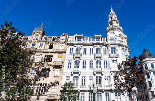 Ornate buildings along the Praca da Liberdade, Liberty square in Porto, Portugal, Europe