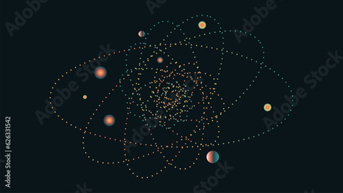 Abstract spiral star in planetary galaxy in wavy line in dark blue background with for your effective project in creative style.