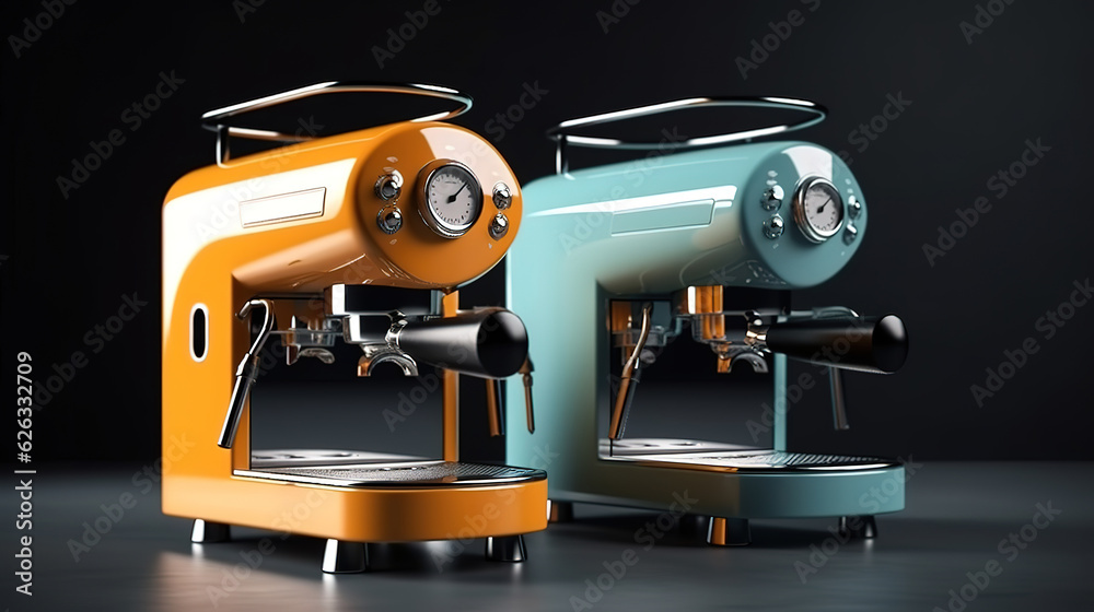 La Marzocco industrial grade coffee machine with bright colorful. Generative Ai