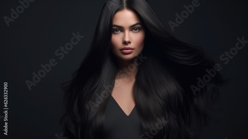Beautiful model woman with long hairstyle care and beauty hair products