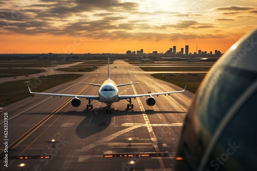Fotografie, Obraz Approaching Dallas Fort Worth Airport. AI