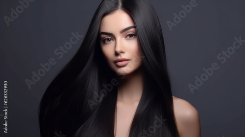 Beautiful model woman with long hairstyle care and beauty hair products