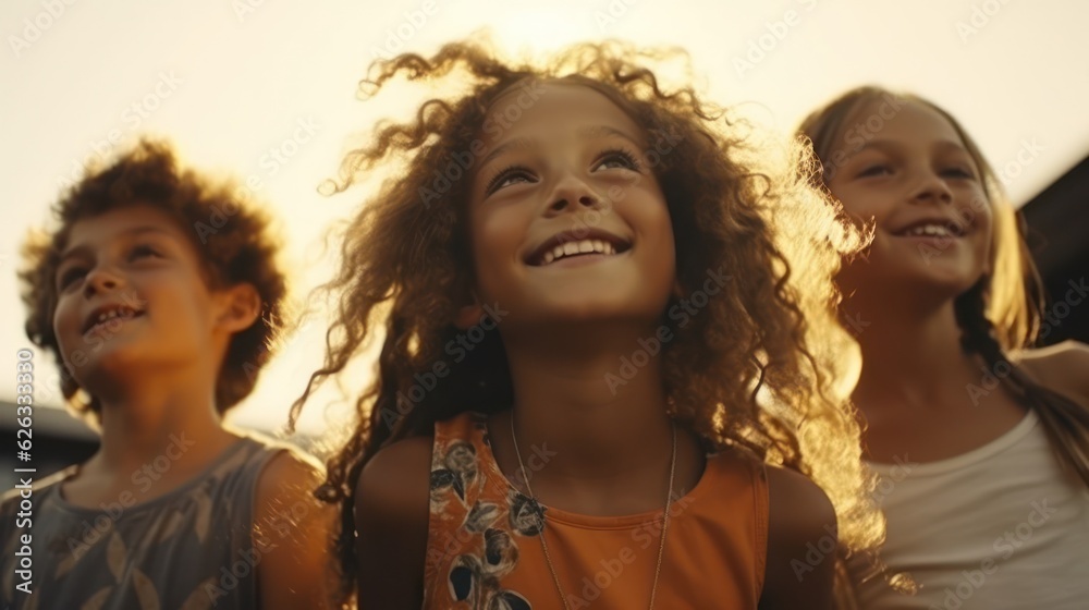 Friendship Day. Children's friendship. Happy children smiling at the camera. Friendship Day. Children's friendship. Happy children smiling at the camera.