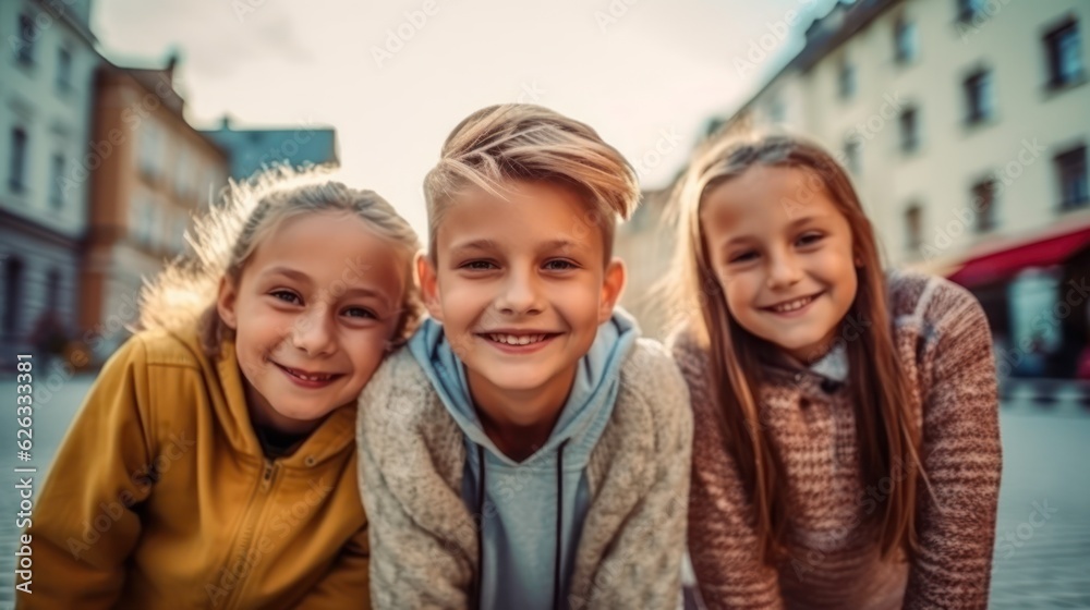 Friendship Day. Children's friendship. Happy children smiling at the camera. Friendship Day. Children's friendship. Happy children smiling at the camera.