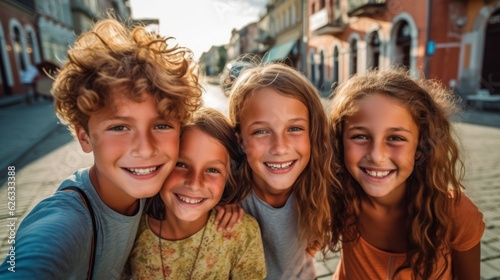 Friendship Day. Children's friendship. Happy children smiling at the camera. 