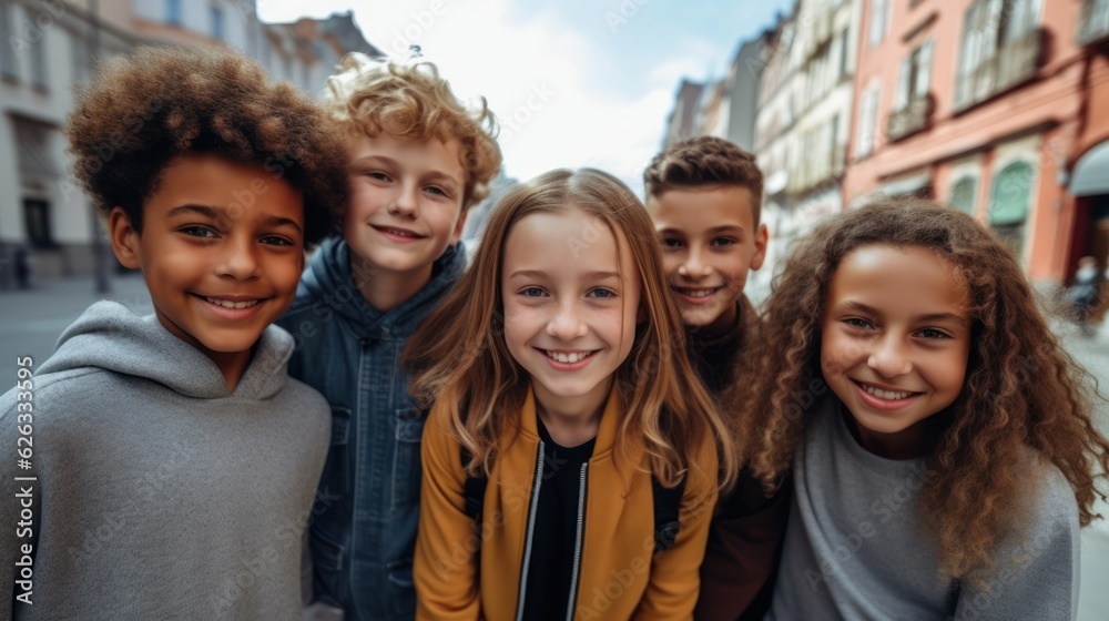 Friendship Day. Children's friendship. Happy children smiling at the camera. Friendship Day. Children's friendship. Happy children smiling at the camera.