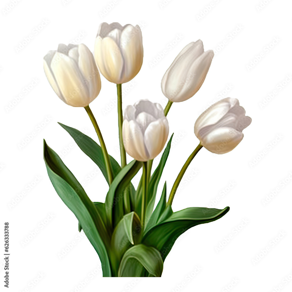 Naklejka premium bouquet of white tulips. Created with Generative AI Technology