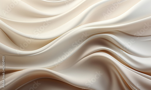 Light wavy background, beige fabric close-up.